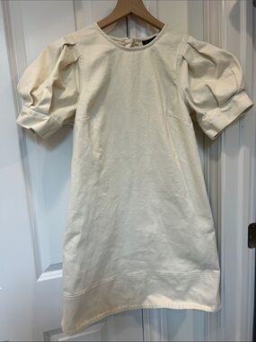 Who What Wear Cream Puff-Sleeve Sweatshirt Dress